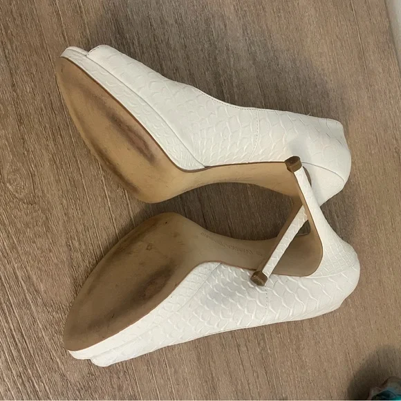 Ivanka Trump White Alligator Peeptoe Heels - Picture 4 of 4